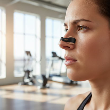Person mit Nasal Dilator beim Training
