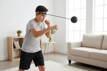 Teenager beim Anfängertraining mit Boxing Speed Ball
